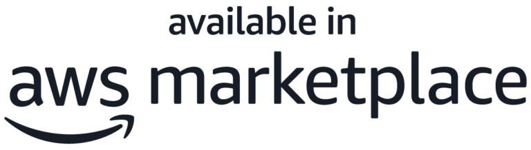 AWS Marketplace availability badge - Black text logo stating 'available in AWS Marketplace' with the Amazon smile logo, indicating that a product or service is listed on AWS Marketplace.