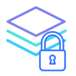 Stacked layers icon with a padlock, representing a multi-layered security approach in Cloud architecture. Highlights network, application, and data protection best practices from the AWS Security pillar.